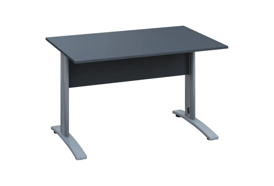 EPK 28 - 12 stůl kancelářský, kovová podnož stříbrná, deska 25 mm, široký 1200 mm, antracit